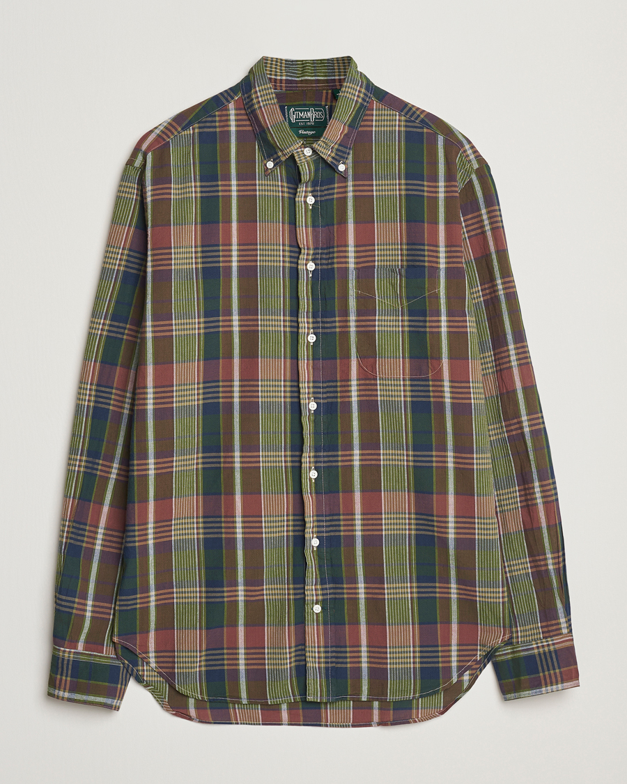Herren | Hemden | Gitman Vintage | Button Down Indian Madras Shirt Olive Check