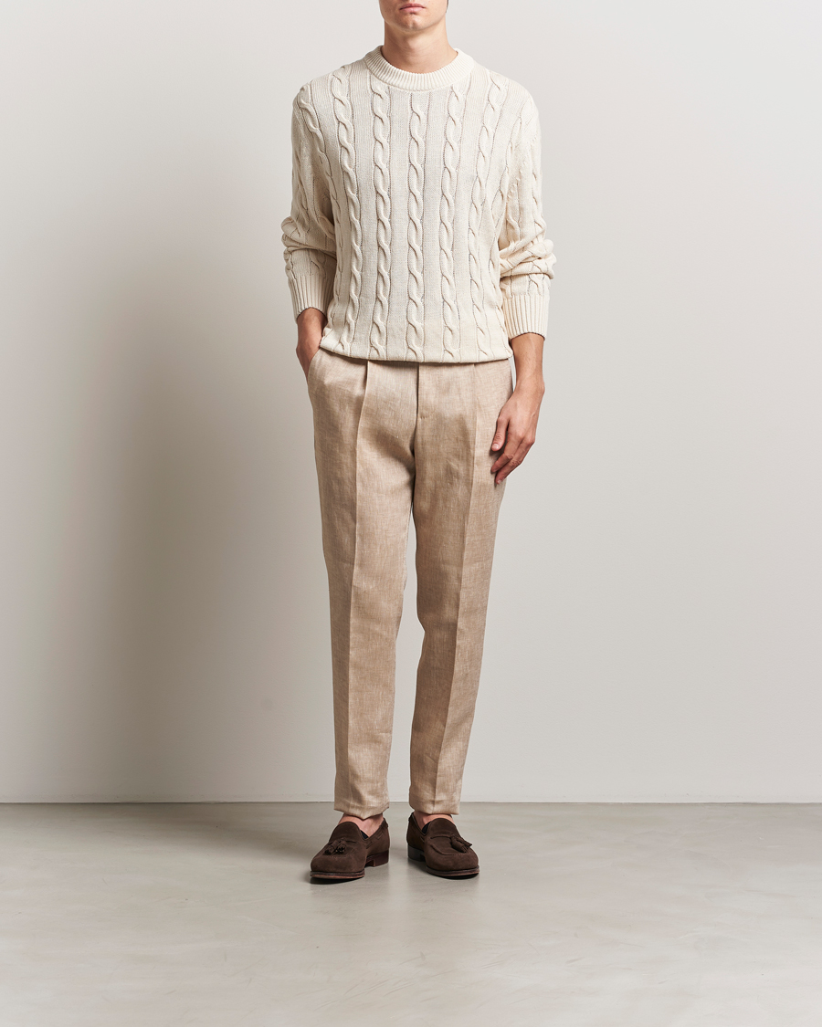 Herren | Hosen | PT01 | Gentleman Fit Linen Trousers Light Beige