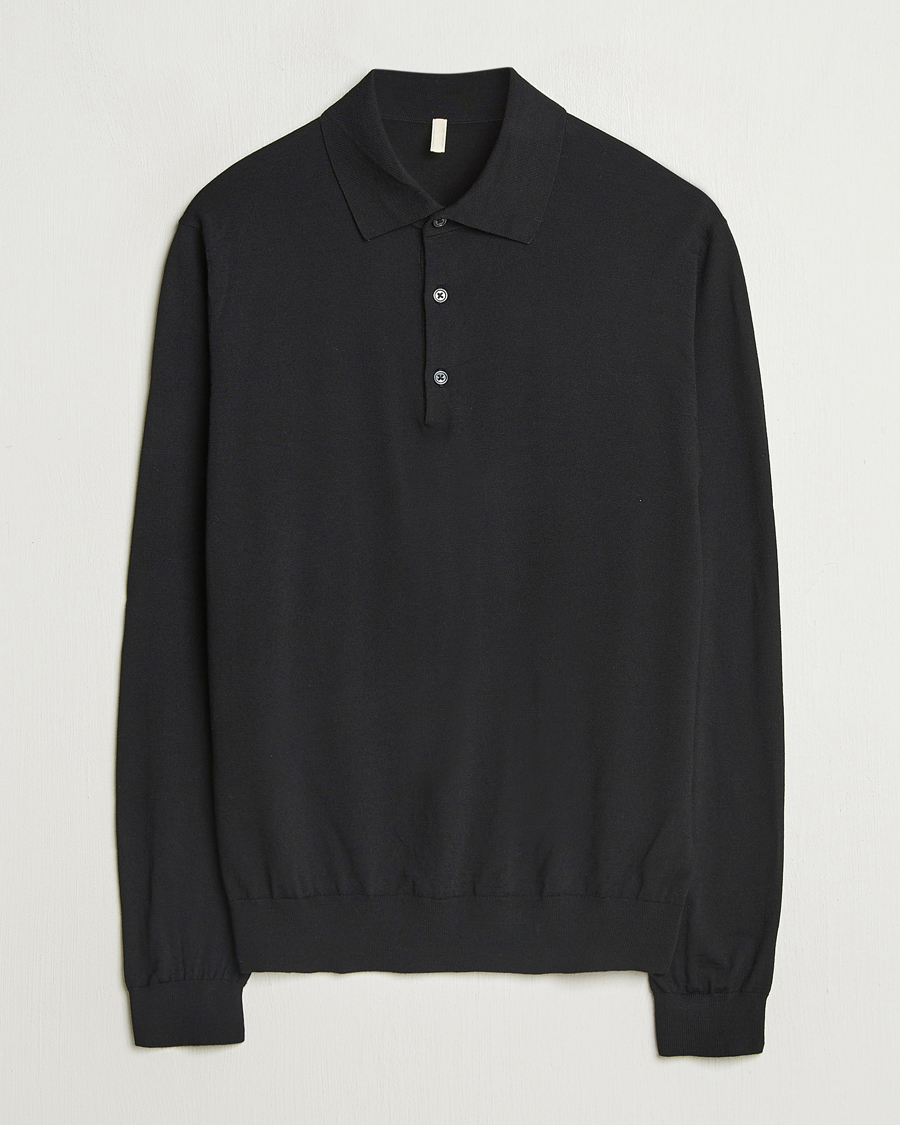 Herren | Pullover | Sunflower | Merino Long Sleeve Polo Black