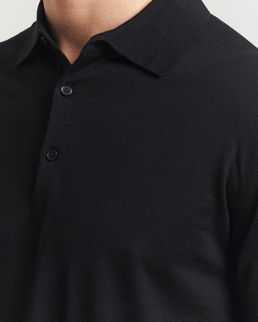 Herren | Pullover | Sunflower | Merino Long Sleeve Polo Black