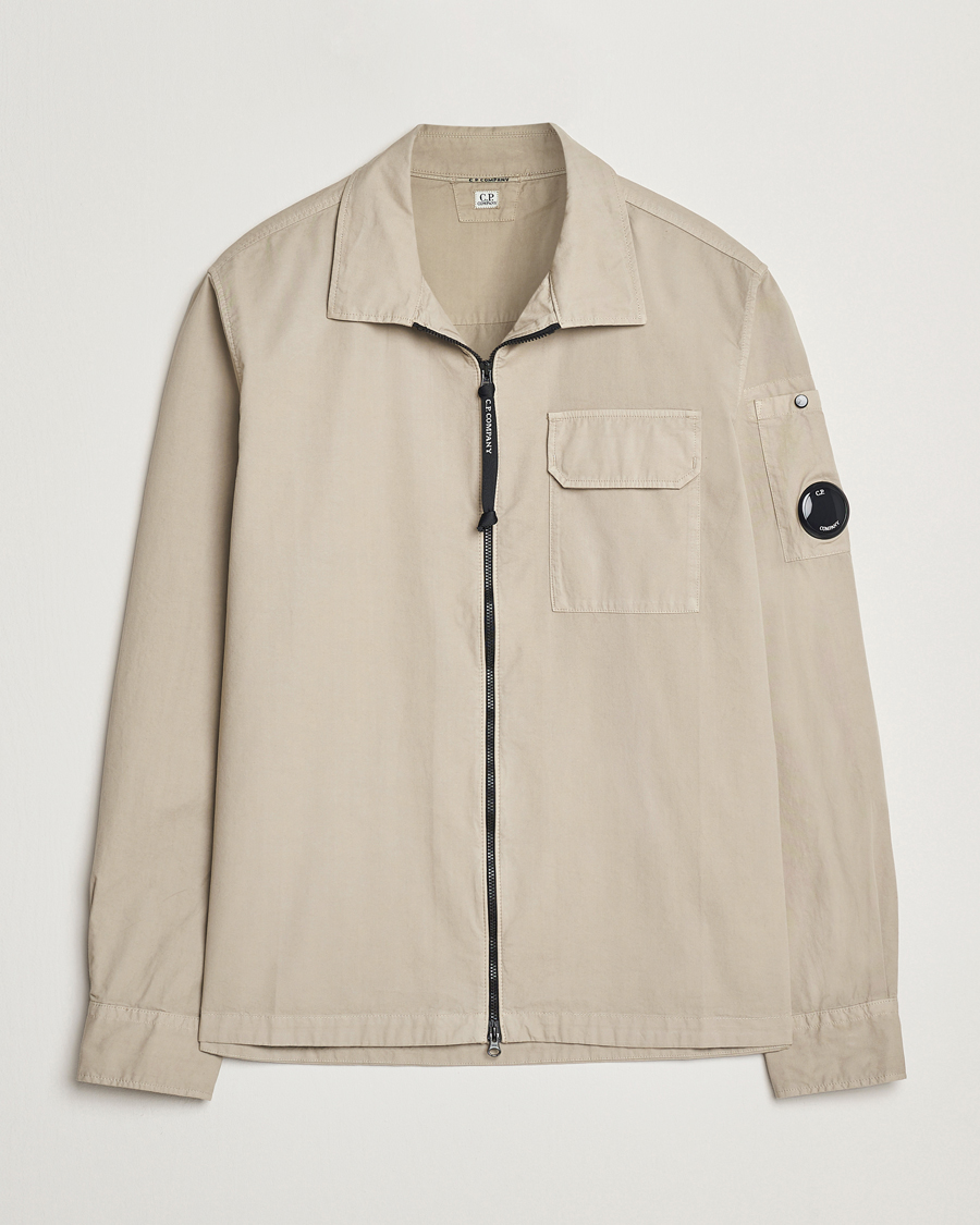 Herren | Hemden | C.P. Company | Garment Dyed Gabardine Zip Shirt Jacket Beige