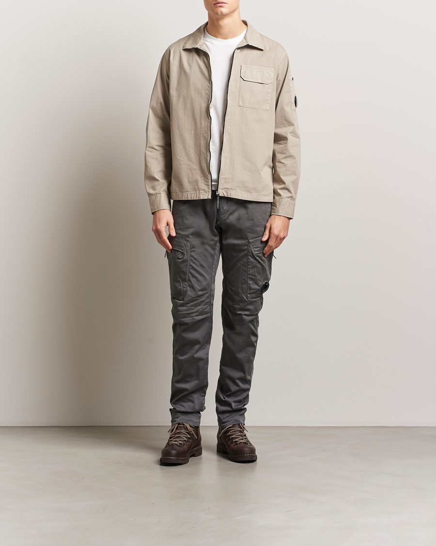 Herren | Hemden | C.P. Company | Garment Dyed Gabardine Zip Shirt Jacket Beige