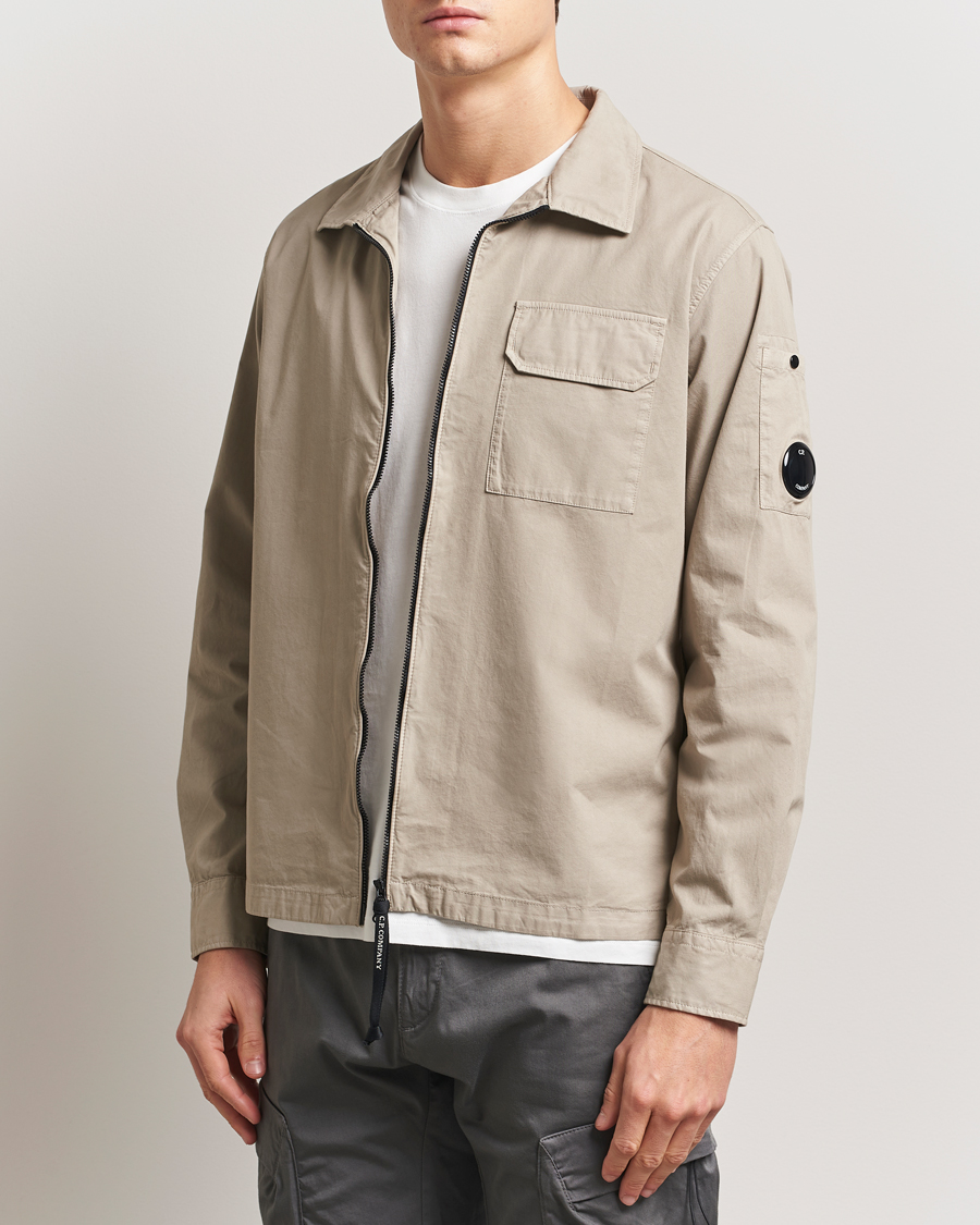 Herren | Hemden | C.P. Company | Garment Dyed Gabardine Zip Shirt Jacket Beige