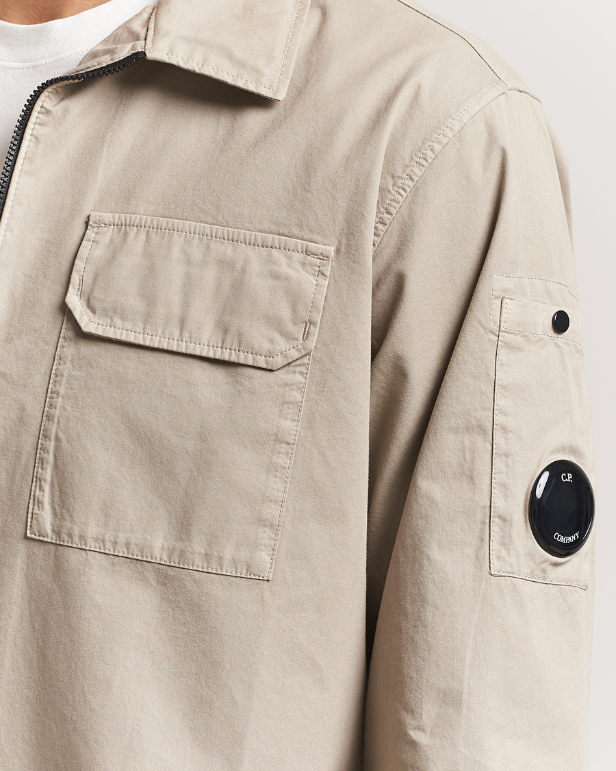 Herren | Hemden | C.P. Company | Garment Dyed Gabardine Zip Shirt Jacket Beige