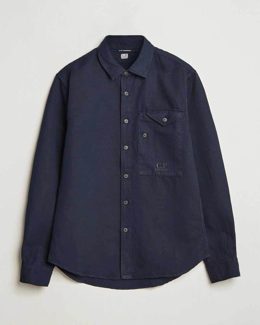 Herren | Hemden | C.P. Company | Cotton/Linen Pocket Overshirt Navy