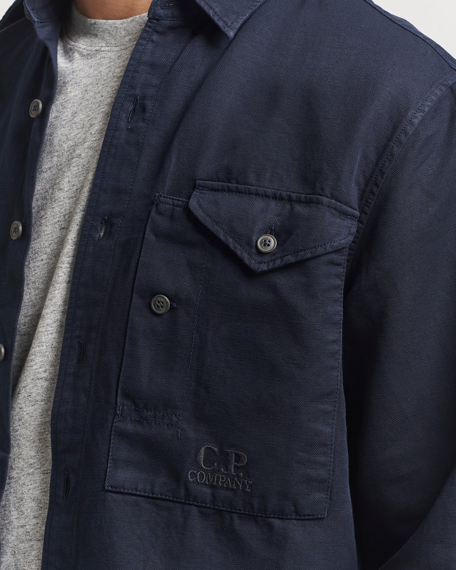 Herren | Hemden | C.P. Company | Cotton/Linen Pocket Overshirt Navy