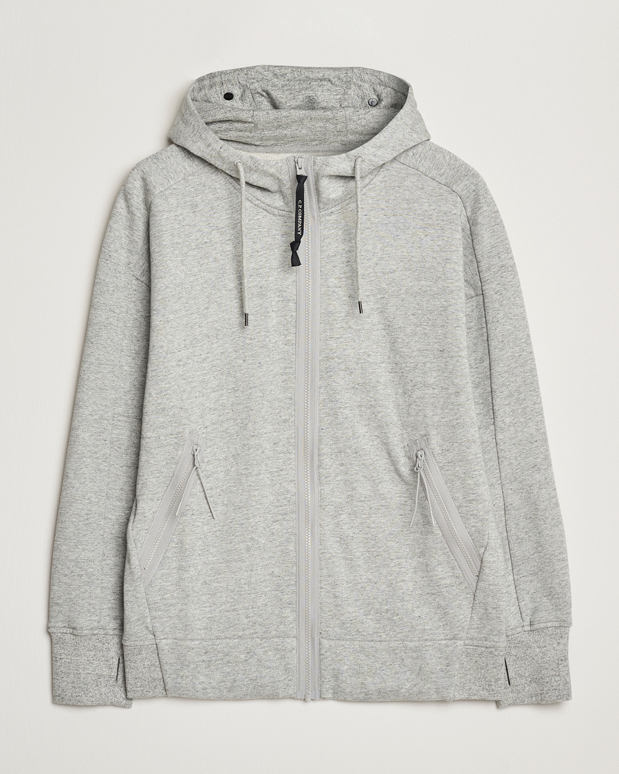 Herren | Pullover | C.P. Company | Diagonal Raised Fleece Full Zip Goggle Hoodie Grey