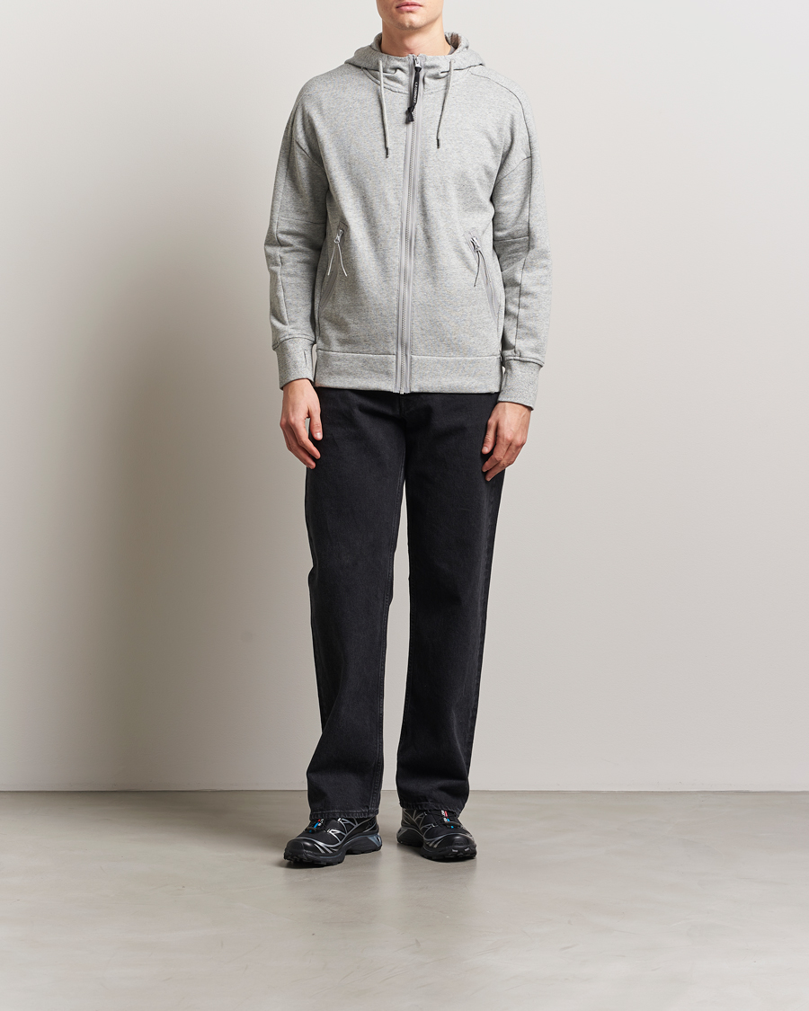 Herren | Pullover | C.P. Company | Diagonal Raised Fleece Full Zip Goggle Hoodie Grey