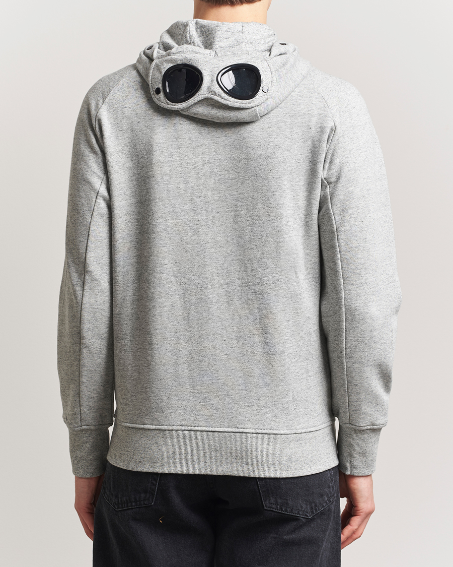Herren | Pullover | C.P. Company | Diagonal Raised Fleece Full Zip Goggle Hoodie Grey