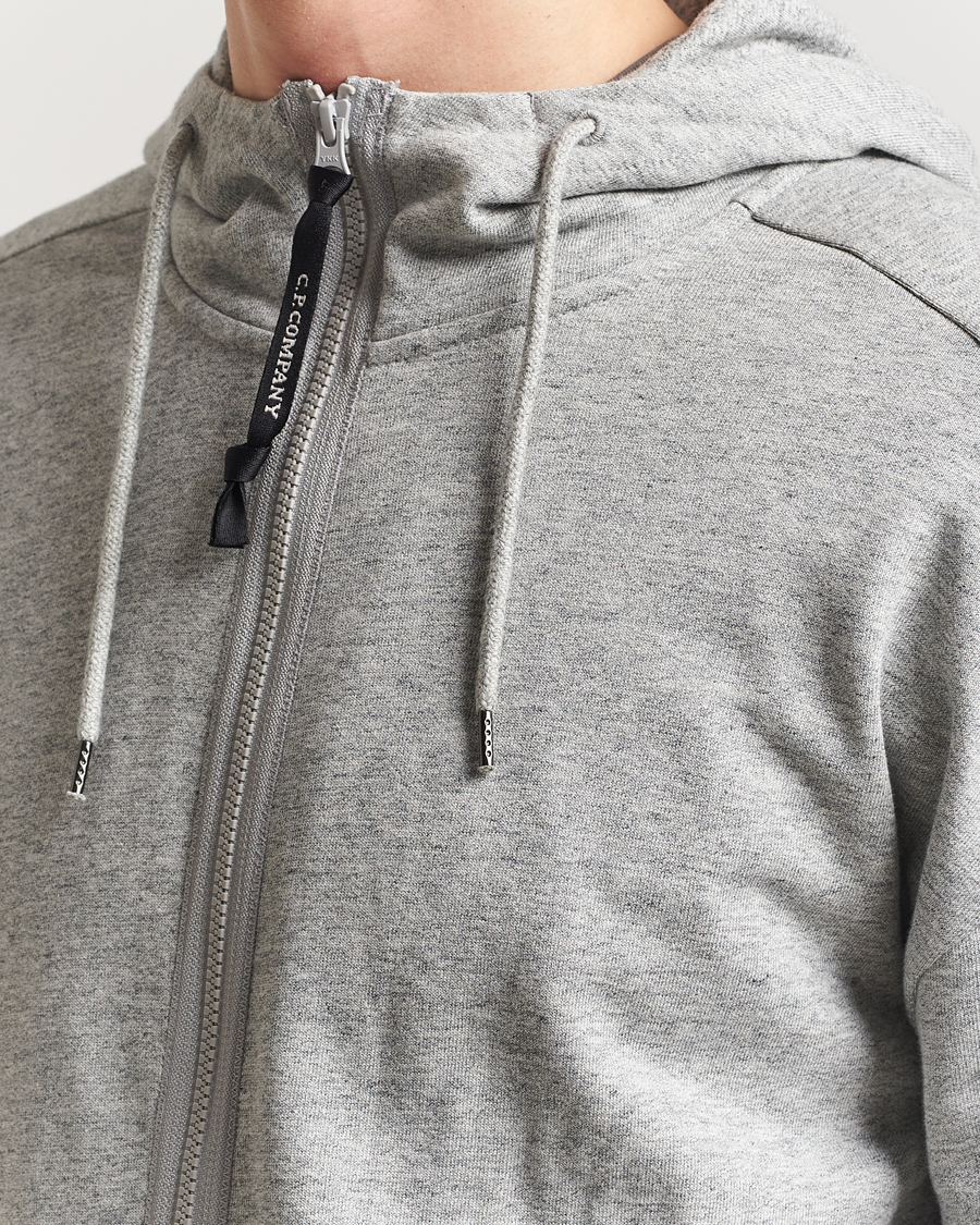 Herren | Pullover | C.P. Company | Diagonal Raised Fleece Full Zip Goggle Hoodie Grey
