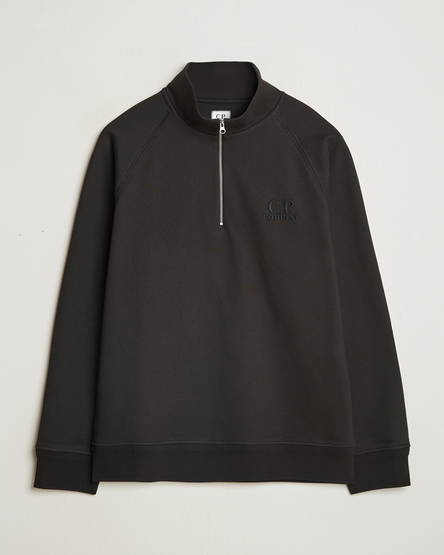 Herren | Pullover | C.P. Company | Diagonal Raised Fleece Half Zip Black