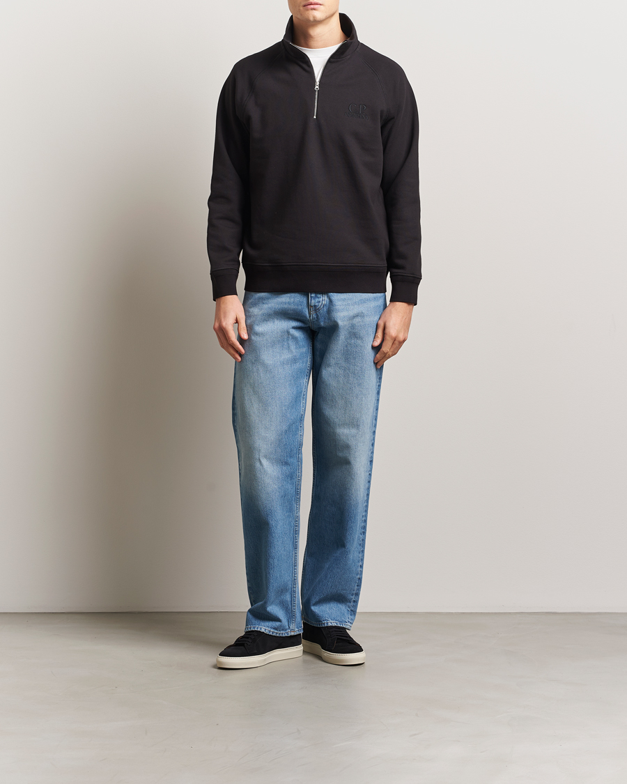 Herren | Pullover | C.P. Company | Diagonal Raised Fleece Half Zip Black