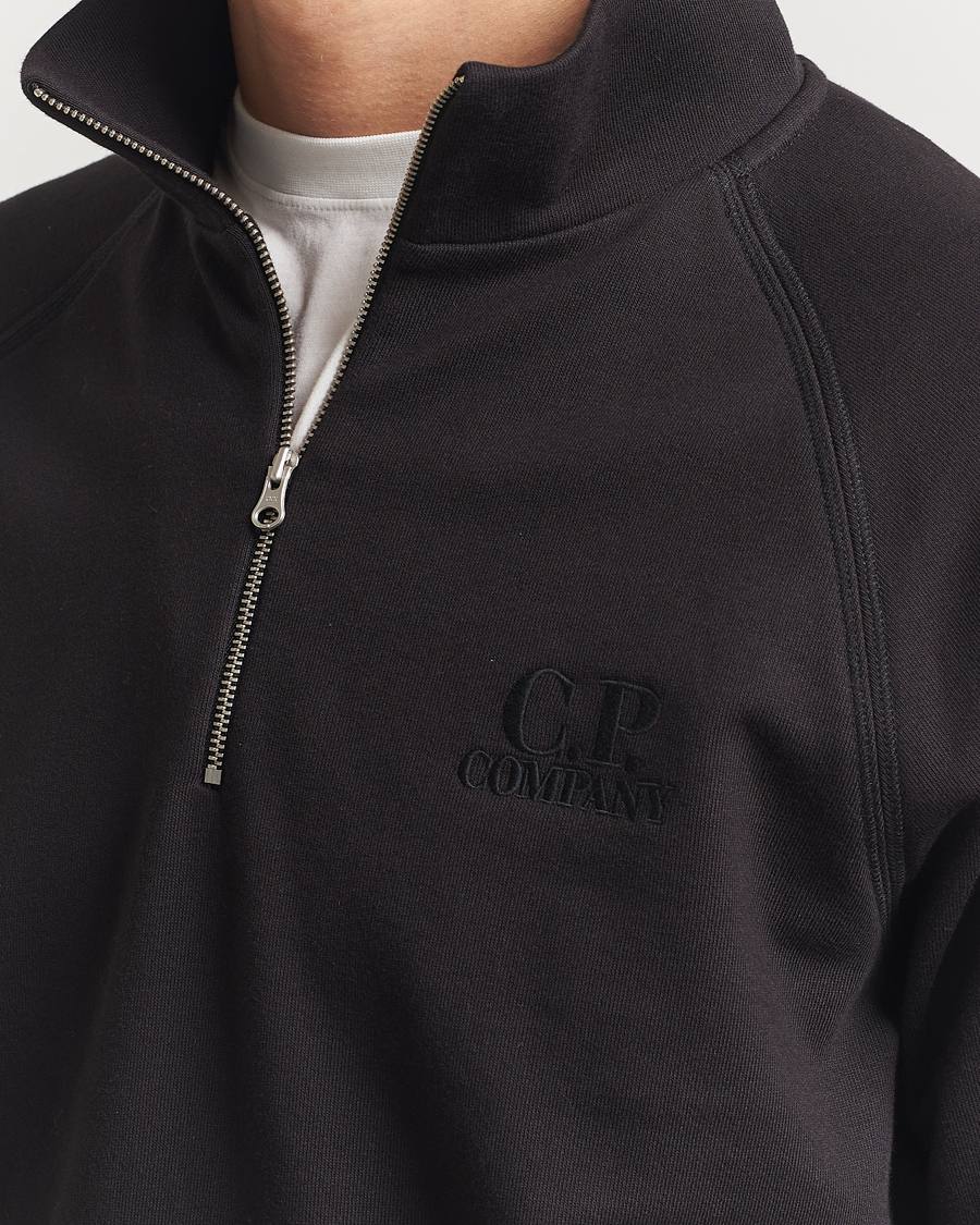 Herren | Pullover | C.P. Company | Diagonal Raised Fleece Half Zip Black
