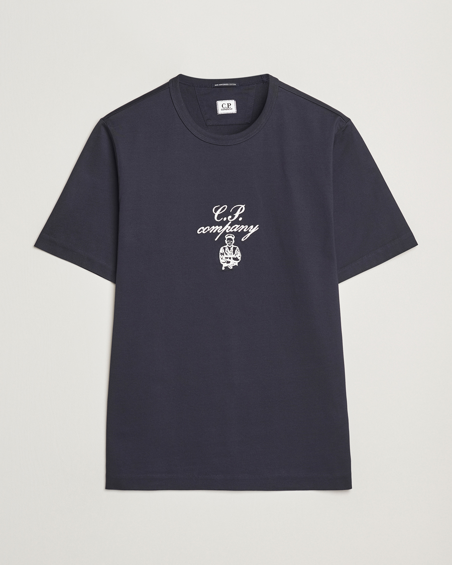 Herren | T-Shirts | C.P. Company | Mercerized Heavy Cotton Chest Logo T-Shirt Navy
