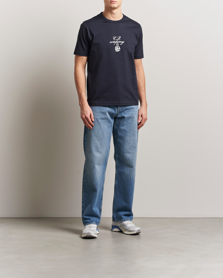 Herren | T-Shirts | C.P. Company | Mercerized Heavy Cotton Chest Logo T-Shirt Navy