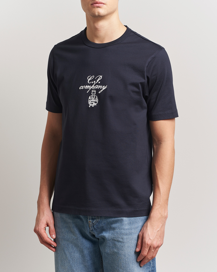Herren | T-Shirts | C.P. Company | Mercerized Heavy Cotton Chest Logo T-Shirt Navy