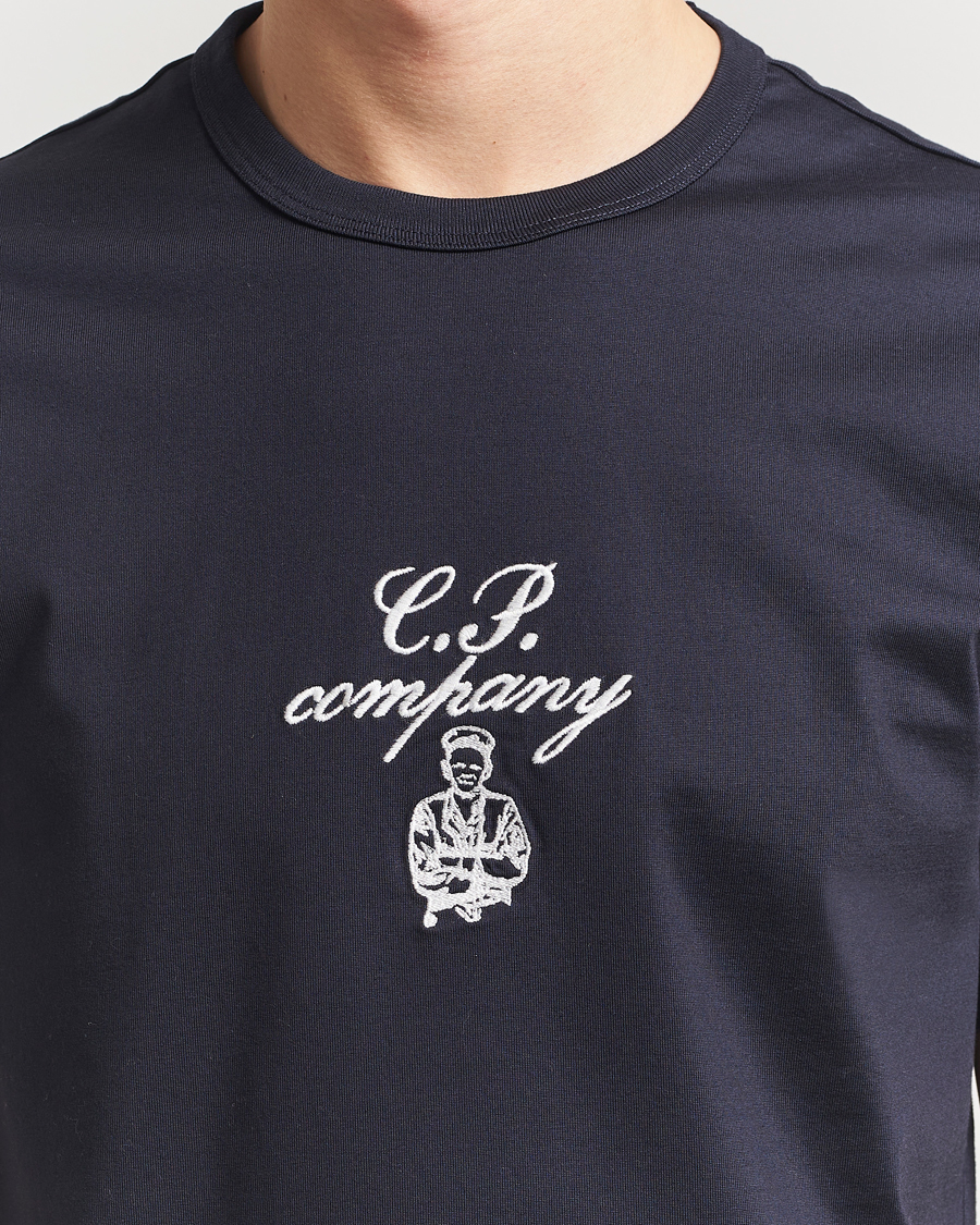 Herren | T-Shirts | C.P. Company | Mercerized Heavy Cotton Chest Logo T-Shirt Navy