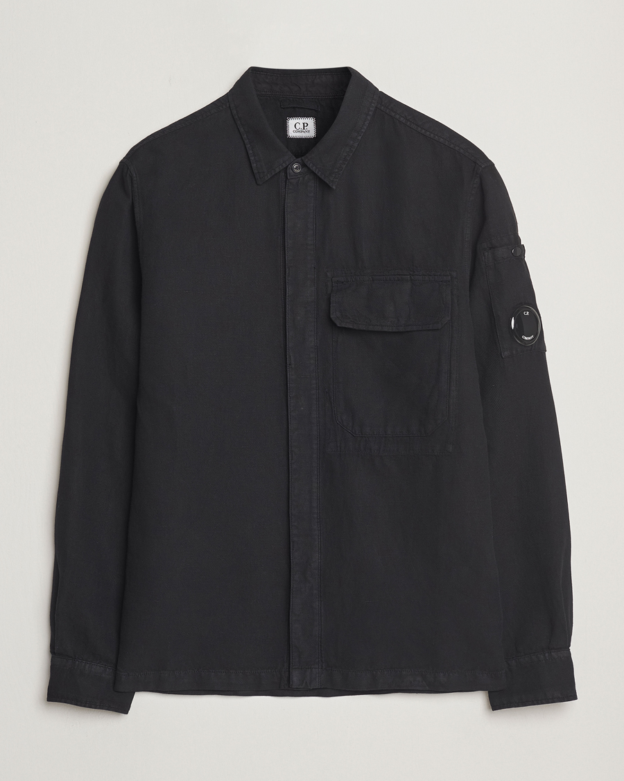 Herren | Hemden | C.P. Company | Broken Linen/Cotton Overshirt Black