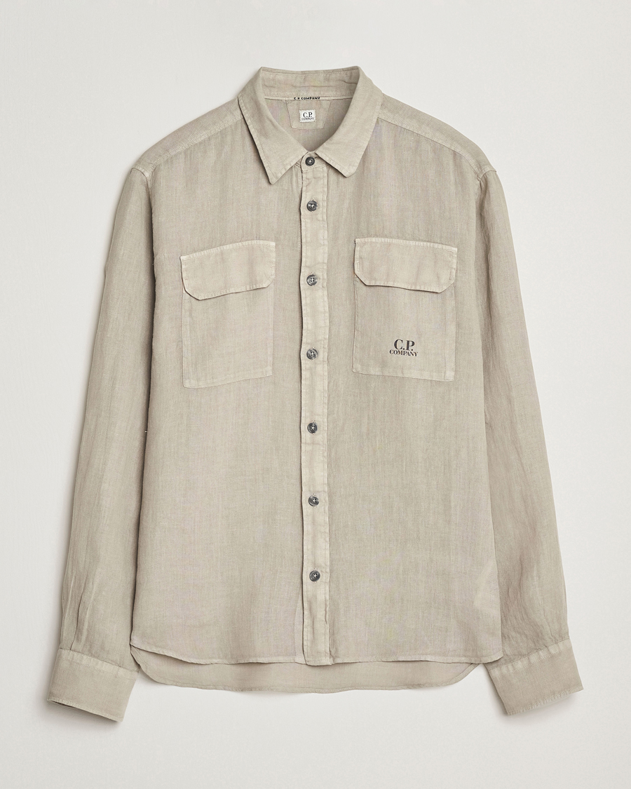 Herren | Hemden | C.P. Company | Long Sleeve Linen Shirt Taupe