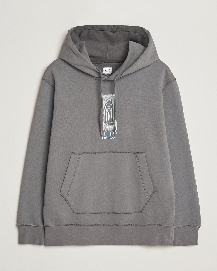 Herren | Pullover | C.P. Company | Cotton Fleece Back Logo Hood Grey
