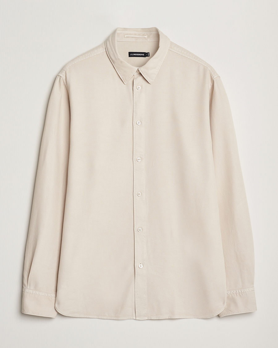 Herren | Hemden | J.Lindeberg | Garment Dyed Structure Tencel Shirt Moonbeam