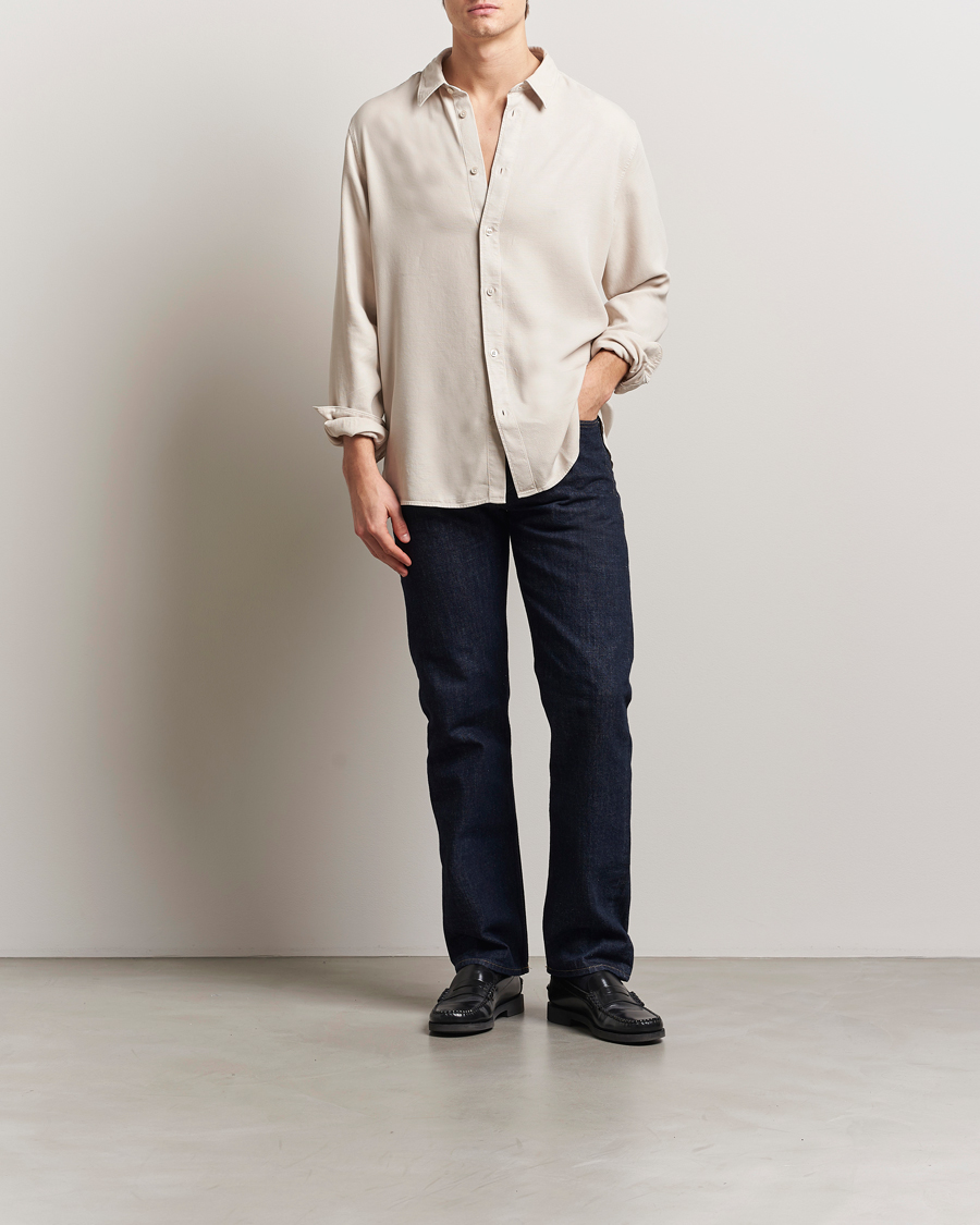 Herren | Hemden | J.Lindeberg | Garment Dyed Structure Tencel Shirt Moonbeam