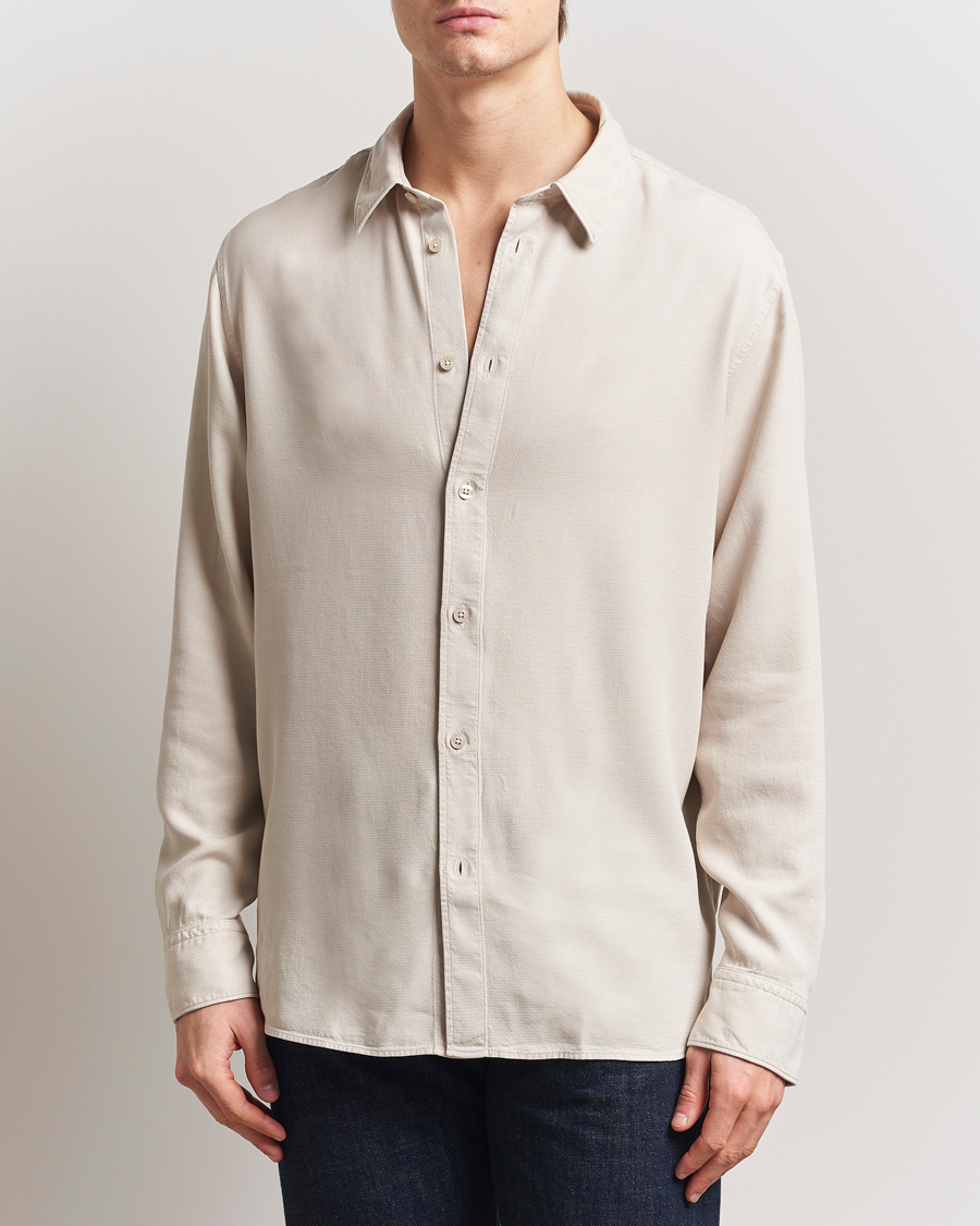 Herren | Hemden | J.Lindeberg | Garment Dyed Structure Tencel Shirt Moonbeam