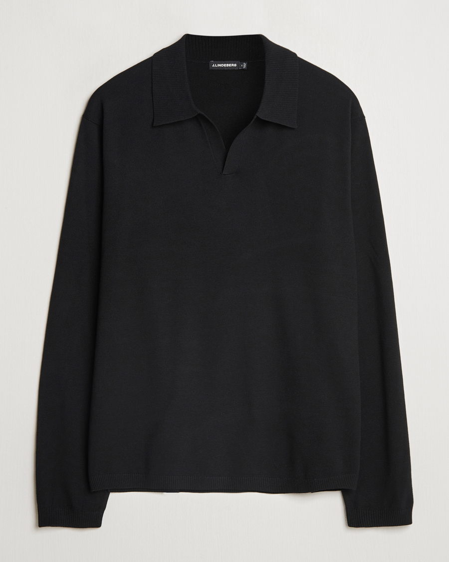 Herren | Pullover | J.Lindeberg | Rowan Long Sleeve Polo Black
