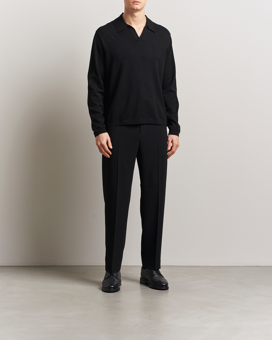 Herren | Pullover | J.Lindeberg | Rowan Long Sleeve Polo Black