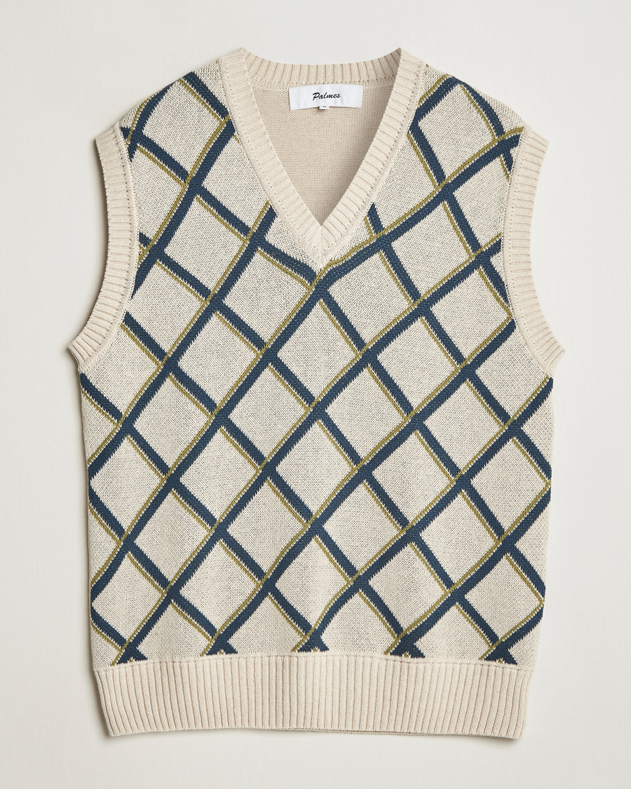 Herren | Pullover | Palmes | Argyle Knitted Vest Off White