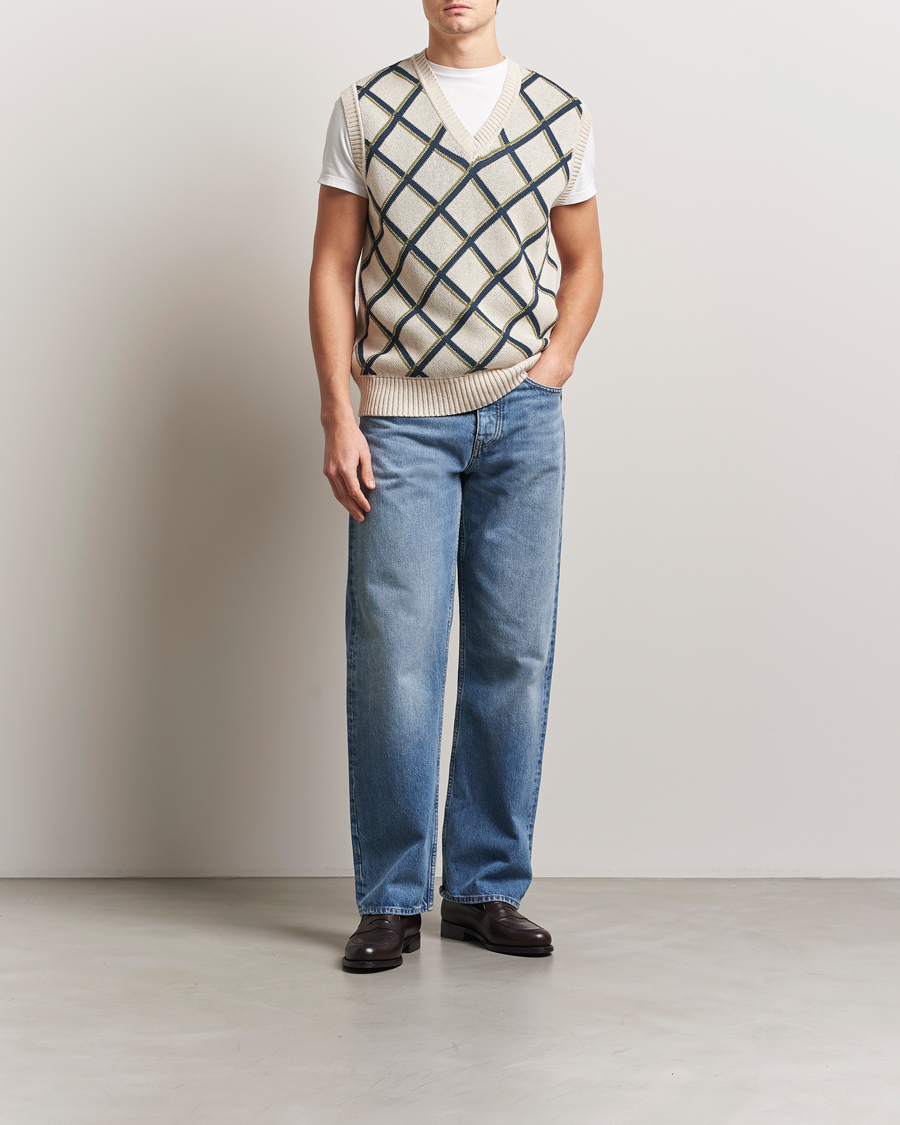 Herren | Pullover | Palmes | Argyle Knitted Vest Off White
