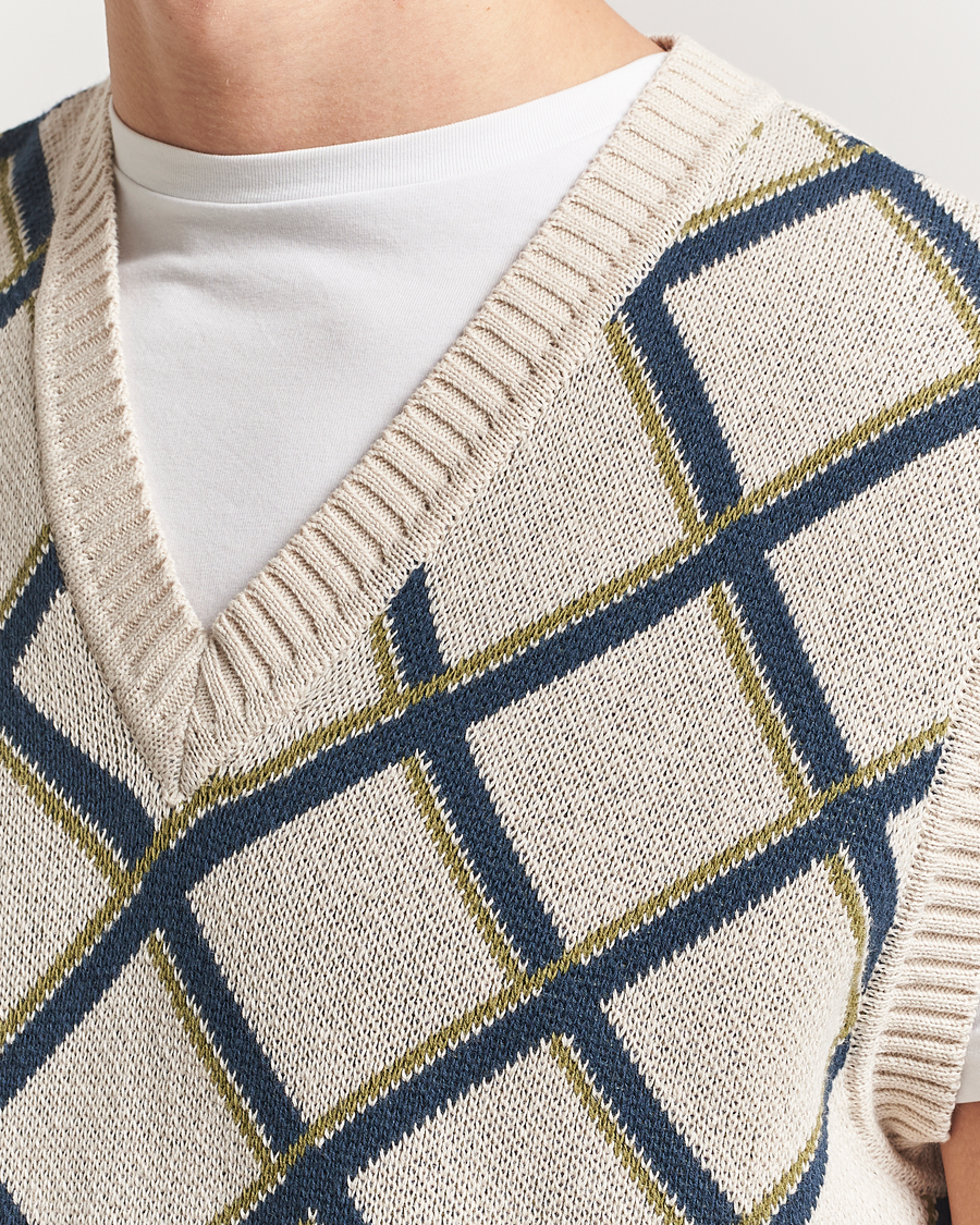 Herren | Pullover | Palmes | Argyle Knitted Vest Off White