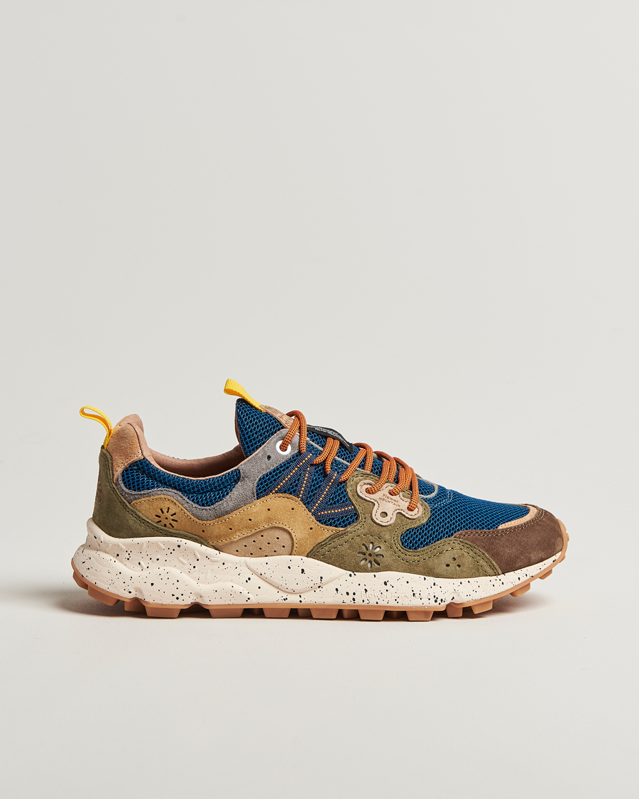 Herren | Flower Mountain Yamano 3 Suede/Nylon Mesh Sneaker Green/Brown/Blue | Flower Mountain | Yamano 3 Suede/Nylon Mesh Sneaker Green/Brown/Blue