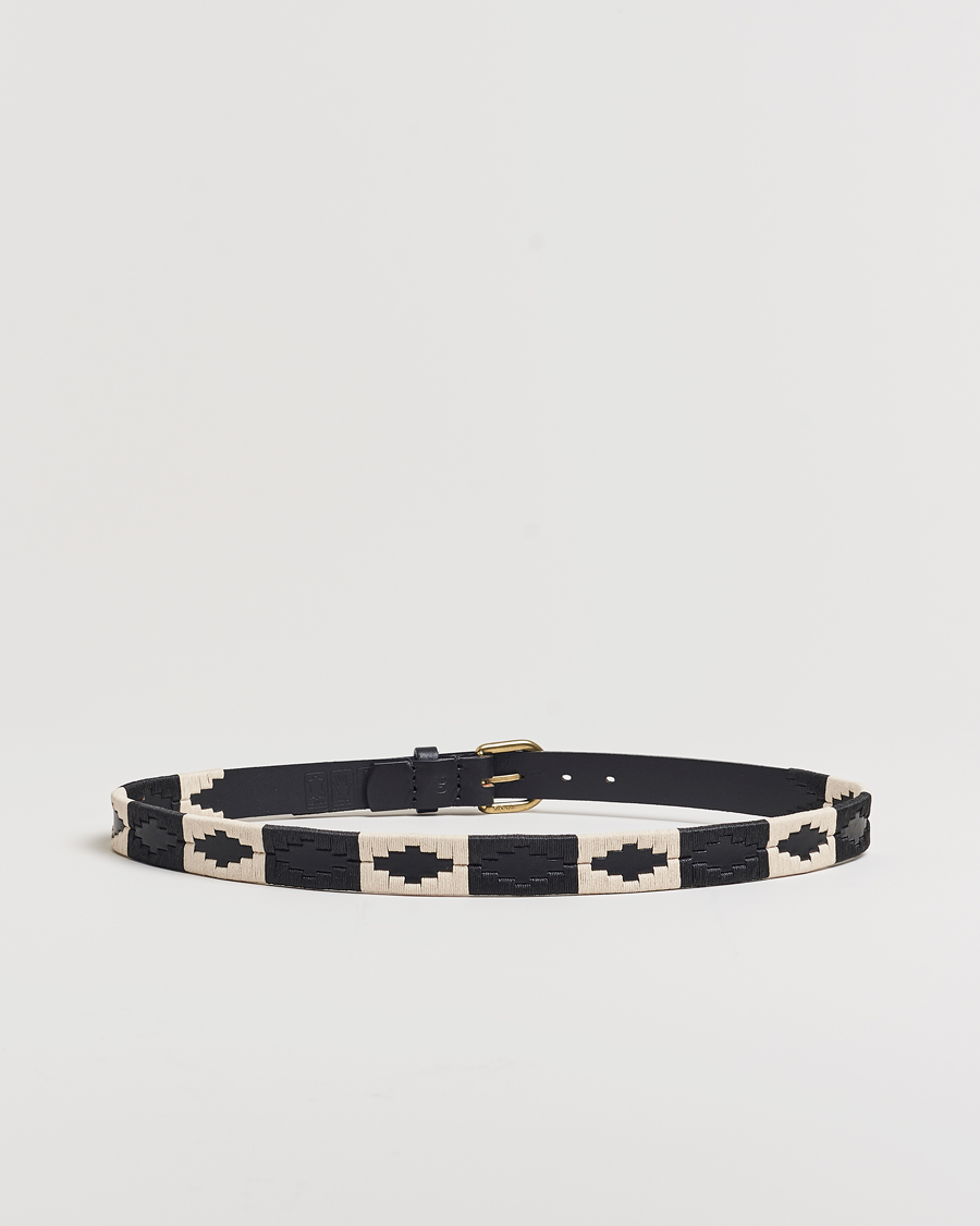 Herren | Gürtel | Pampeano | Skinny Hand Stitched Leather Belt 2,5cm Black