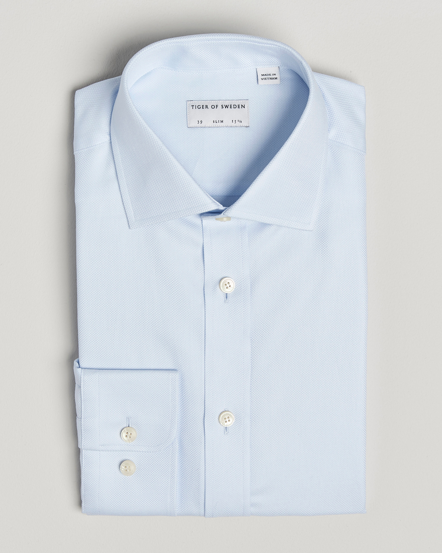 Herren | Hemden | Tiger of Sweden | Adley Structured Slim Fit Cut Away Shirt Light Blue