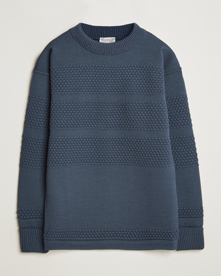 Herren | Pullover | S.N.S. Herning | Fisherman Wool Crew Neck Sweater Faded Mineral Blue