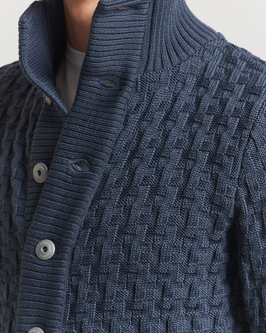 Herren | Pullover | S.N.S. Herning | Stark Cable Cardigan Faded Mineral Blue
