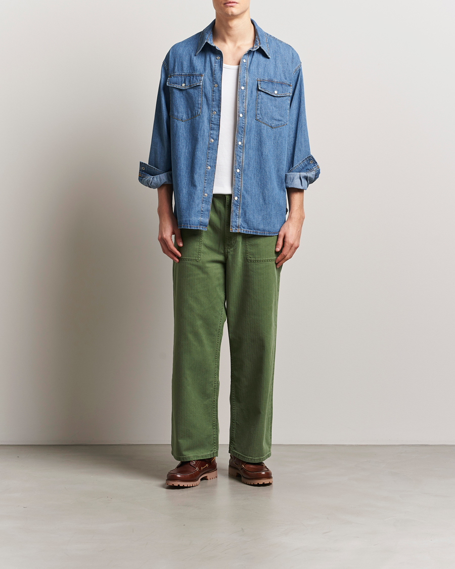 Herren | Hosen | Jeanerica | GM010 Genua Worker Chino Chevron Green
