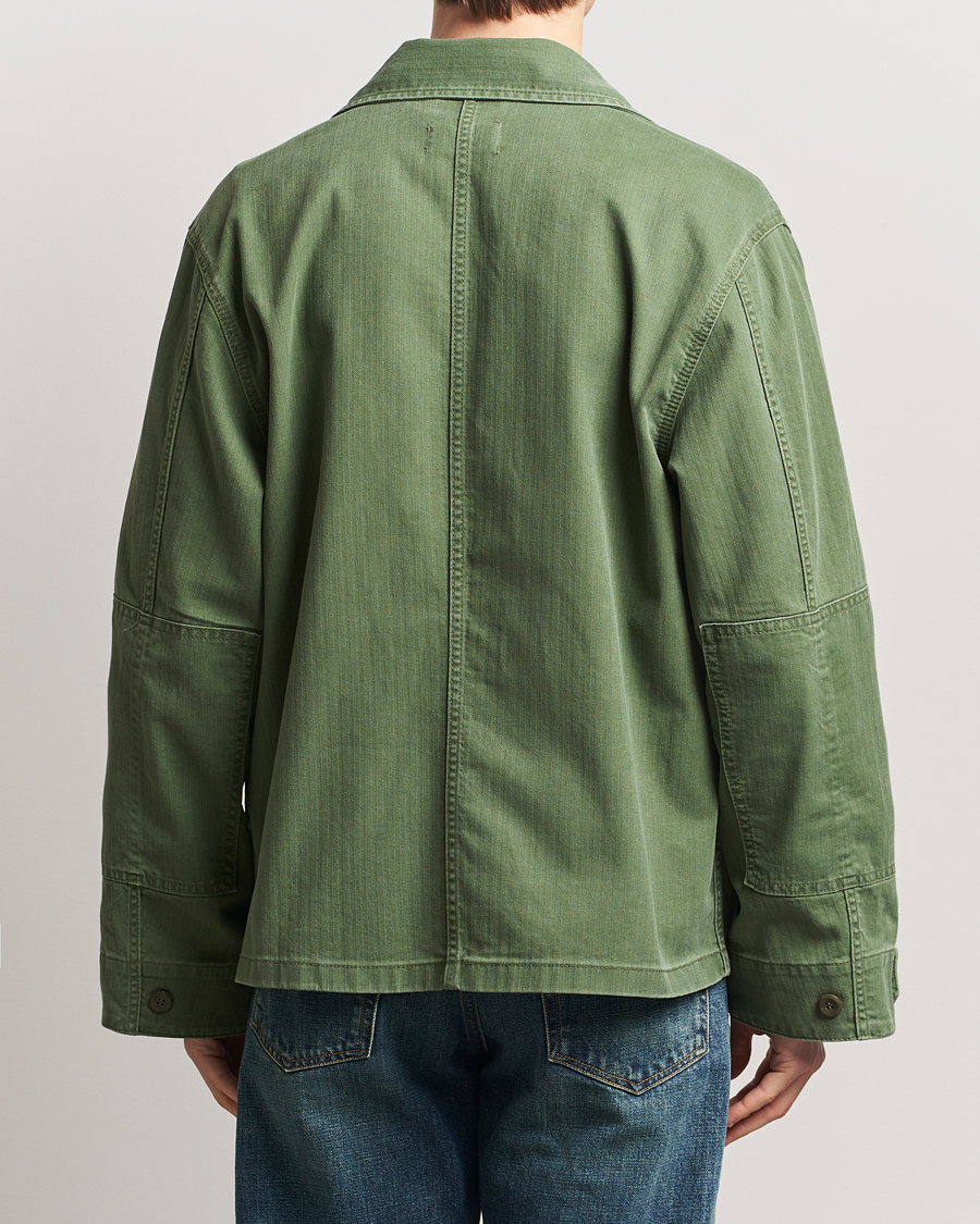 Herren | Hemden | Jeanerica | Luc Herringbone Overshirt Chevron Green