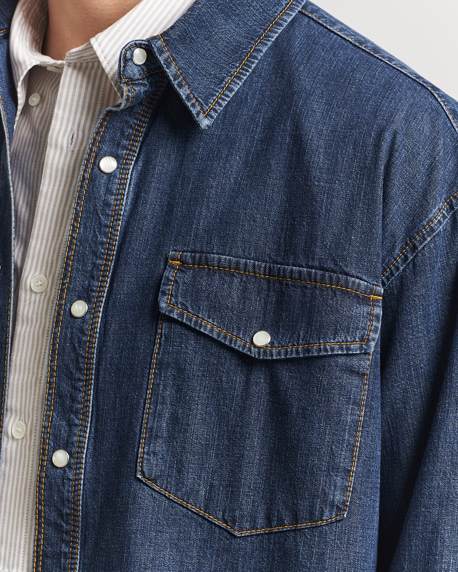 Herren | Hemden | Jeanerica | Arno Denim Shirt Dark Blue Vintage