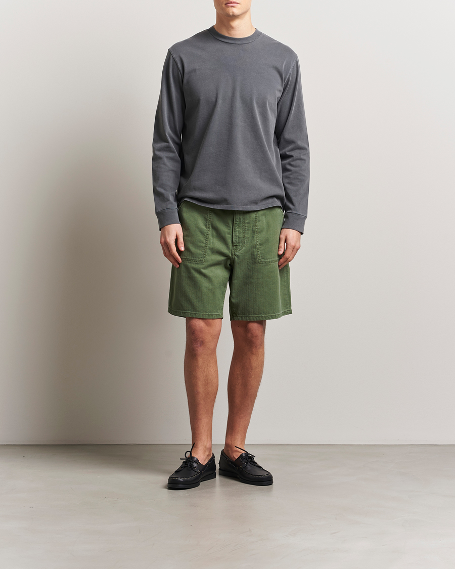 Herren | Shorts | Jeanerica | GM011 Genua Worker Chino Shorts Chevron Green