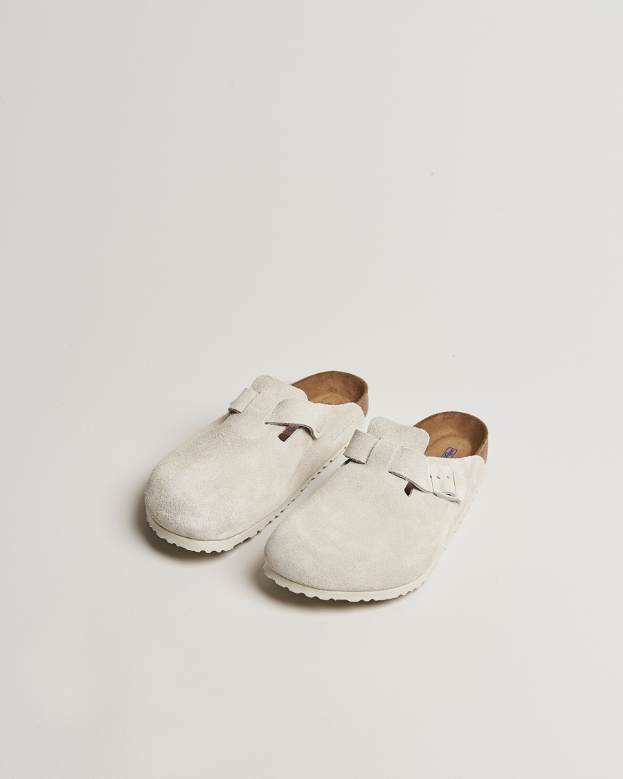 Herren | BIRKENSTOCK Boston Soft Footbed Antique White Suede | BIRKENSTOCK | Boston Soft Footbed Antique White Suede