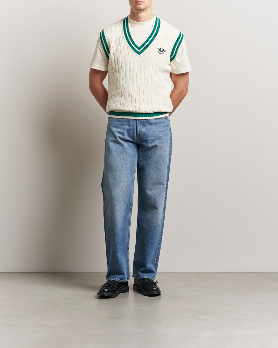 Herren | Pullover | Fred Perry | Cable Knitted Tennis Vest Ecru