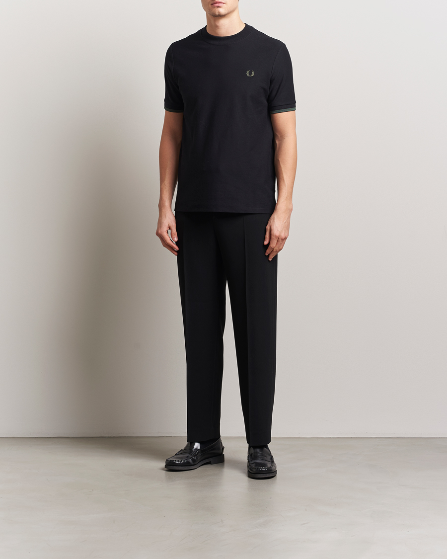 Herren | T-Shirts | Fred Perry | Tipped Cuff Pique T-Shirt Black