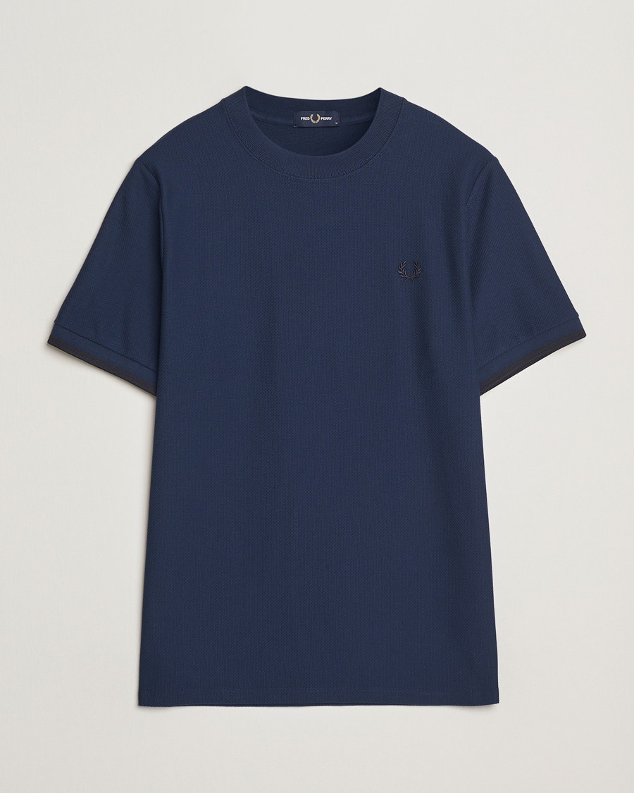 Herren | T-Shirts | Fred Perry | Tipped Cuff Pique T-Shirt Tennis Blue