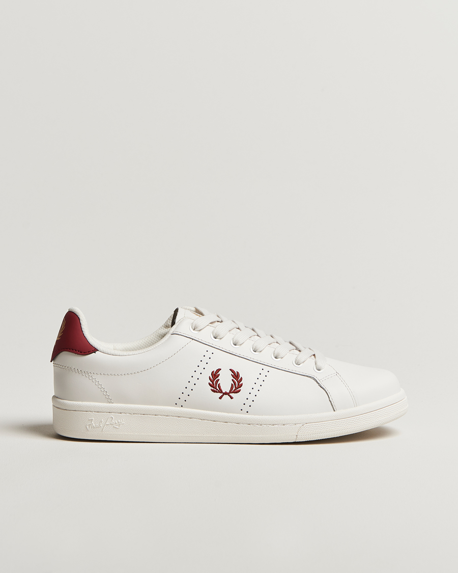 Herren | Fred Perry B721 Leather Sneaker Snow White/Red | Fred Perry | B721 Leather Sneaker Snow White/Red