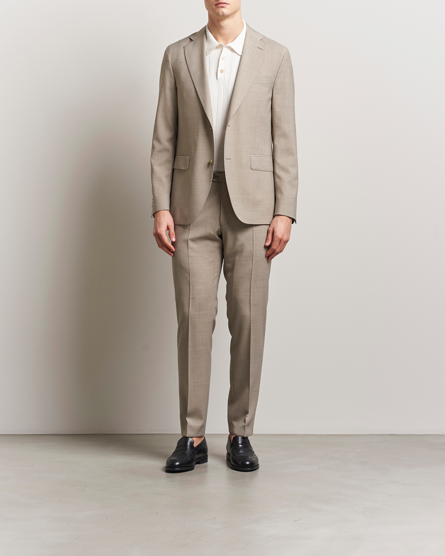 Herren | Sakkos | Oscar Jacobson | Fogerty Wool Stretch Suit Blazer Beige