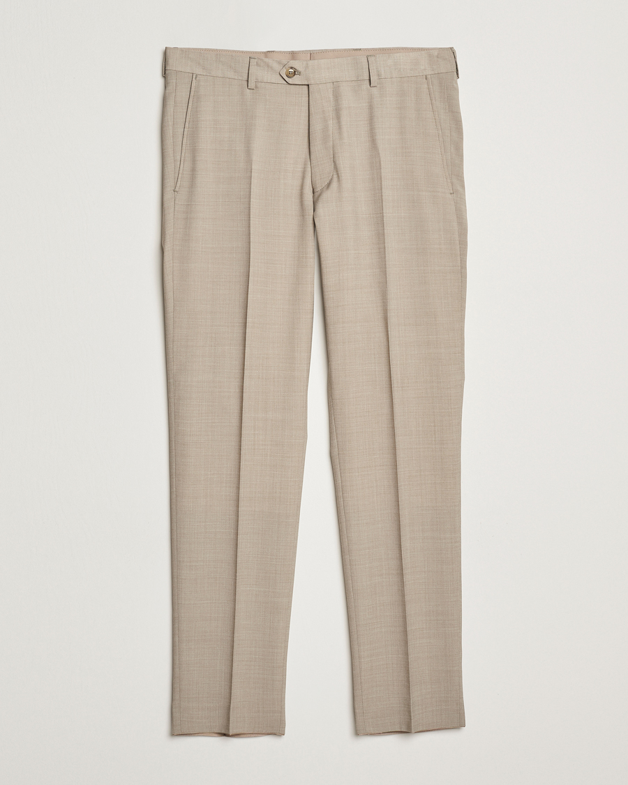 Herren | Hosen | Oscar Jacobson | Denz Wool Stretch Suit Trousers Beige