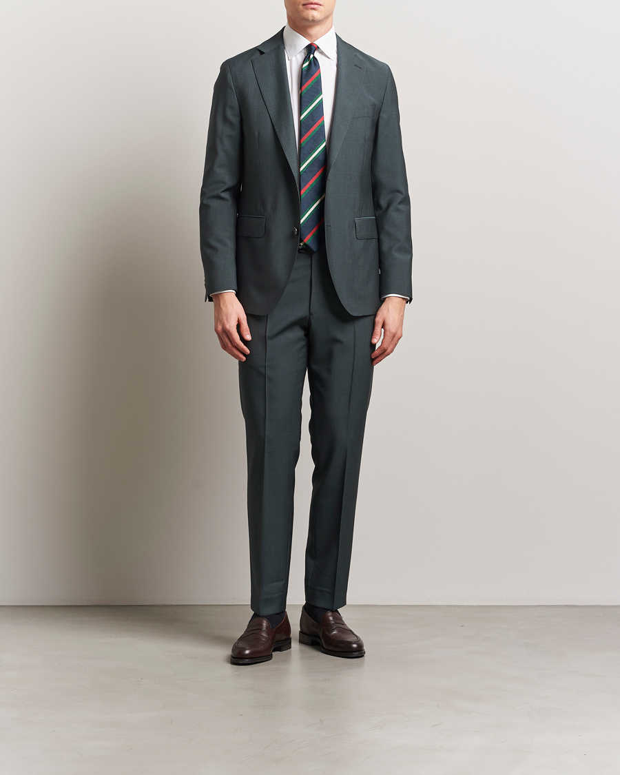 Herren | Hosen | Oscar Jacobson | Dandy Wool/Mohair Suit Trousers Green