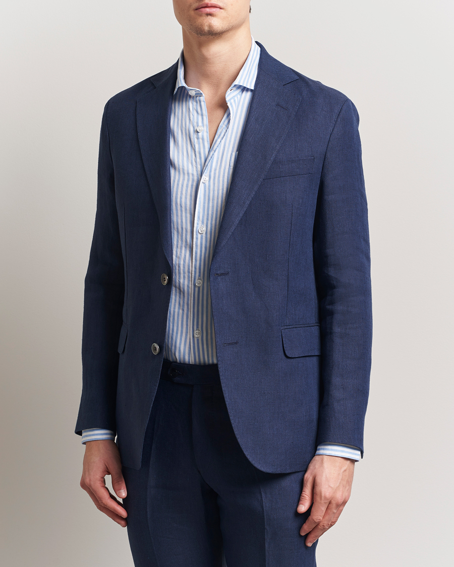 Herren | Sakkos | Oscar Jacobson | Ferry Soft Linen Blazer Navy